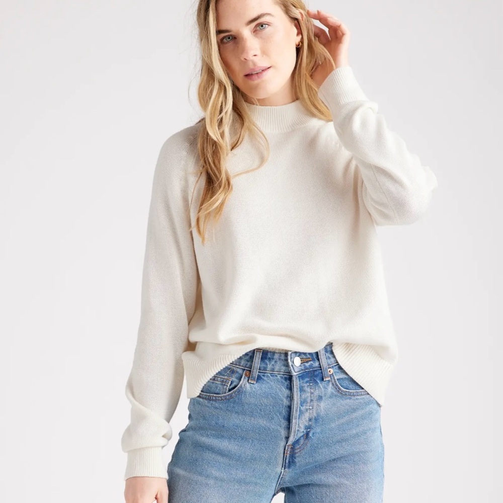 Quince Organic Cotton Mock Neck Sweater